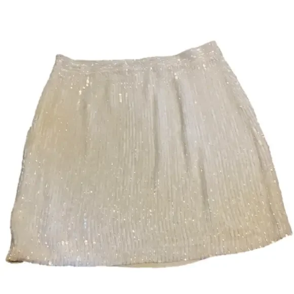 BANANA REPUBLIC Vintage white beaded  skirt - Picture 8 of 10